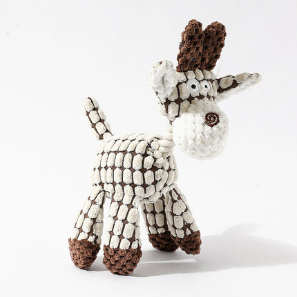 3pcs White Goofy Plush Donkey Squeaky Dog Toy - Large Interactive Chew & Cuddle Buddy.
