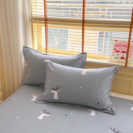 Grey Deer 100% Cotton Pillowcase Set (Pack of 2) - Breathable Standard Size 48x74cm Pure Cotton Pillow Covers.