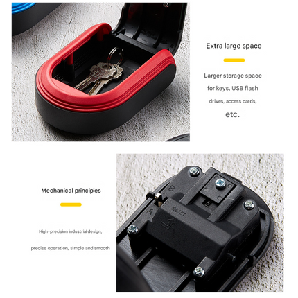 Red 3PCS Wall Mount Plastic Combination Key Lock Box - Secure Key Safe Storage Box.