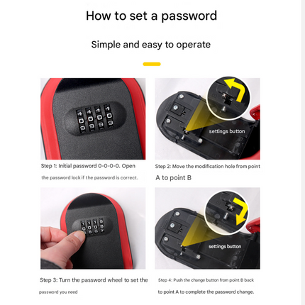 Red 3PCS Wall Mount Plastic Combination Key Lock Box - Secure Key Safe Storage Box.