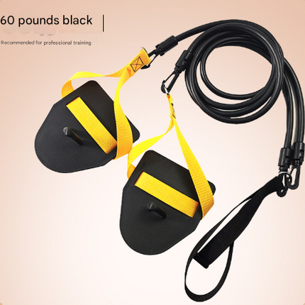 Black-yellow Flippers [Training Stroke] [60lbs] Swim Resistance Band Trainer - Dry-Land Arm Strength & Stroke Exercise Cords.
