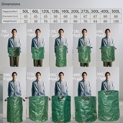 300L(Calibre67*84cm) Heavy Duty Collapsible Garden Waste Bags (Set of 2) - Large Reusable Yard Leaf Bin.