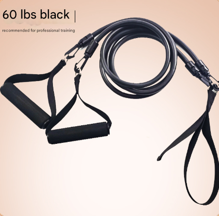 Black Handle Model [Training Strength] [60lbs] Swim Resistance Band Trainer - Dry-Land Arm Strength & Stroke Exercise Cords.