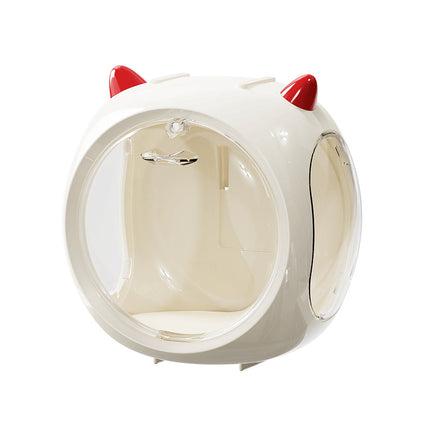 2PCS Beige Cute Magnetic Display Case - Dustproof 'Space Capsule' Box for Figures & Collectibles.