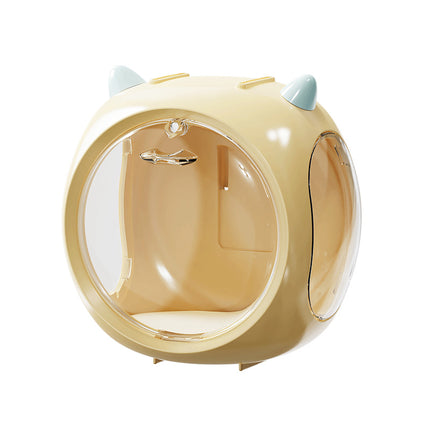 2PCS Yellow Cute Magnetic Display Case - Dustproof 'Space Capsule' Box for Figures & Collectibles.