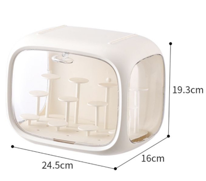 Cream White Without Lamp Wall Mount & Desktop Blind Box Display Case - Clear Dustproof Storage Organizer for Collectibles & Figures.