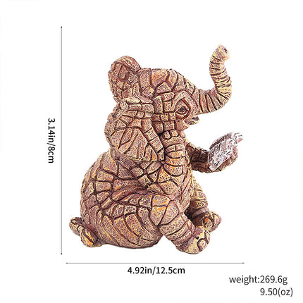 2 PCS Textured Resin Elephant Figurine - Decorative Stone-Look Statue for Home & Garden Decor.