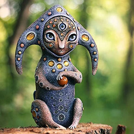 3PCS Two Eyes Fantasy Three-Eyed Alien Figurine Set - 3 Piece Resin Sculptures for Home & Garden Decor.
