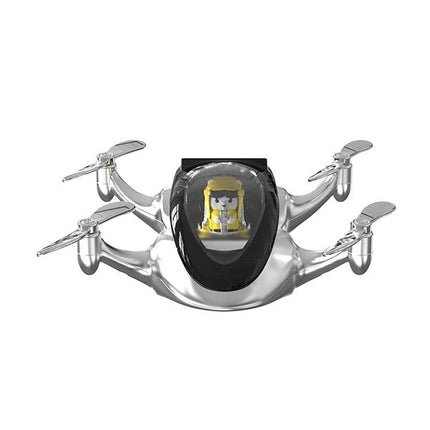 Silver Solar Powered Drone Car Air Freshener - Rotating Propeller Vehicle Scent Diffuser Ornament.