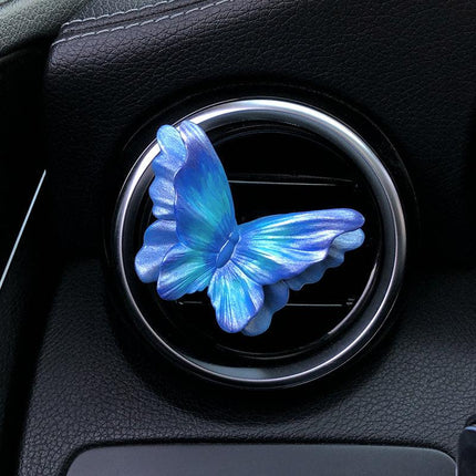 Starry Sky Blue Butterfly Set of 3 Butterfly Car Air Vent Clips - Decorative Scent Diffuser Ornaments.