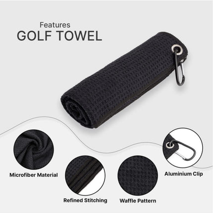 Blue Microfiber Waffle Weave Golf Towel Set - 4 Pack (40x60cm) - Ultra Absorbent & Quick Drying.