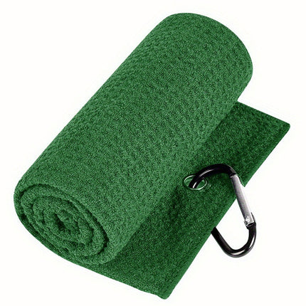 Green Microfiber Waffle Weave Golf Towel Set - 4 Pack (40x60cm) - Ultra Absorbent & Quick Drying.
