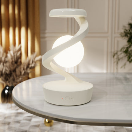 White Modern Levitating LED Desk Lamp  - Spiral Design Atmosphere Light.
