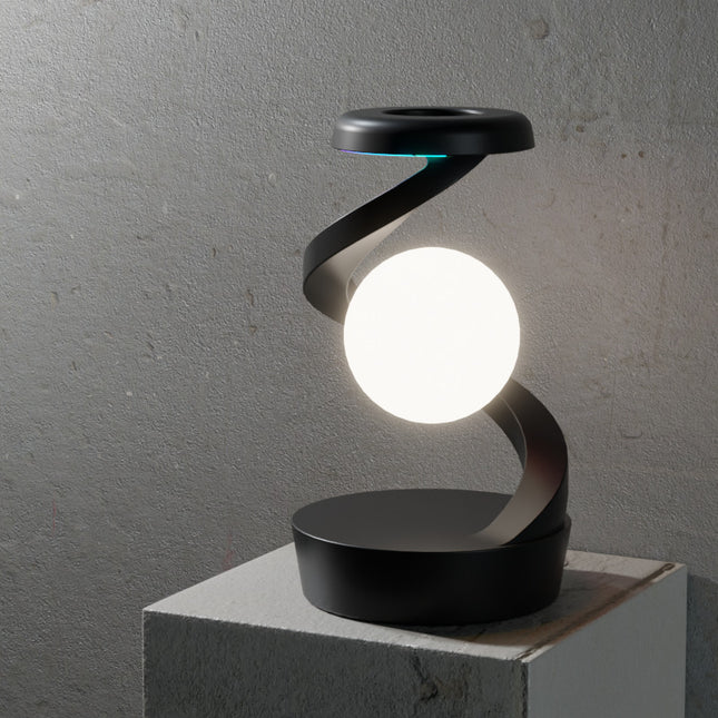 Black Modern Levitating LED Desk Lamp  - Spiral Design Atmosphere Light.