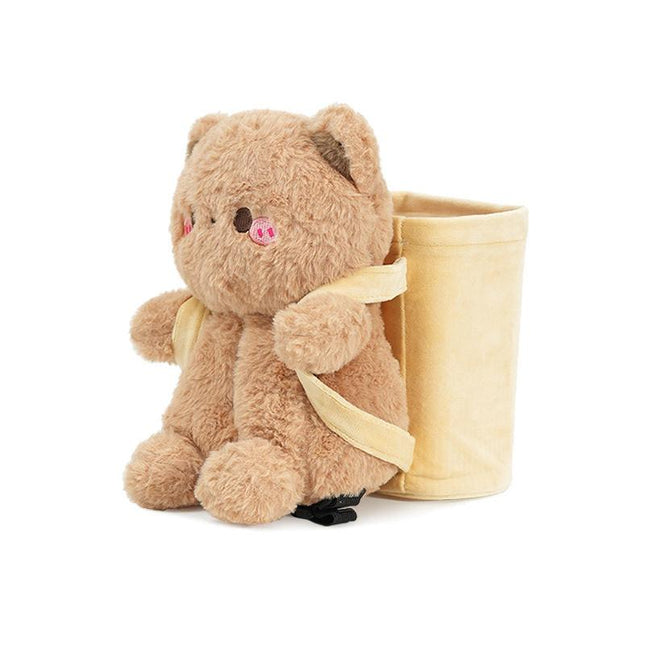 Cute Cloud Bear Tissue Holder for Car - Plush Toy with Storage.