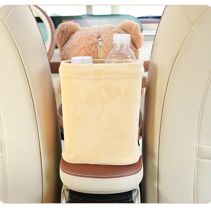 Cute Cloud Bear Tissue Holder for Car - Plush Toy with Storage.