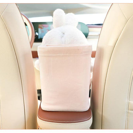 Cute Cloud Rabbit Tissue Holder for Car - Plush Toy with Storage.