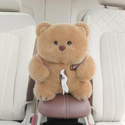 Adorable Bear Tissue Holder for Car - Plush Toy with Storage.