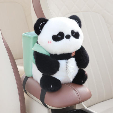 Adorable Panda Tissue Holder for Car - Plush Toy with Storage.