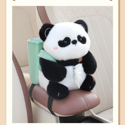 Adorable Panda Tissue Holder for Car - Plush Toy with Storage.