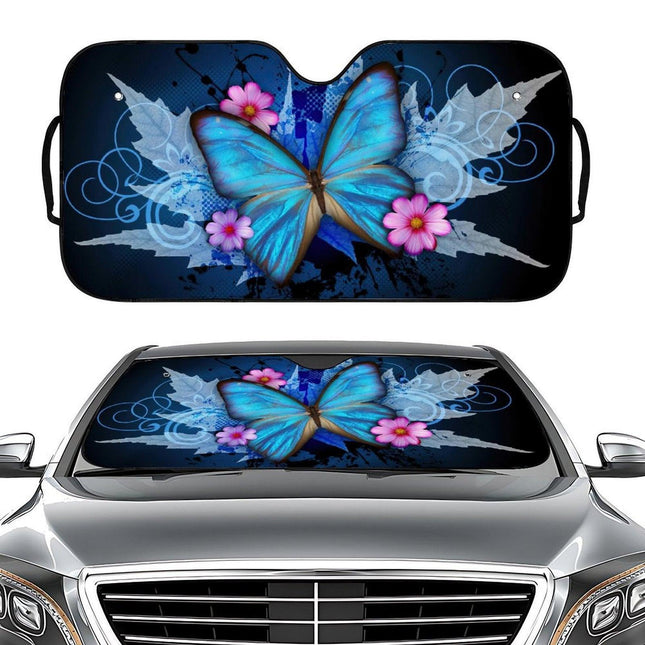 blue butterfly Driving Car Sunshade for Windshield - UV Protection.