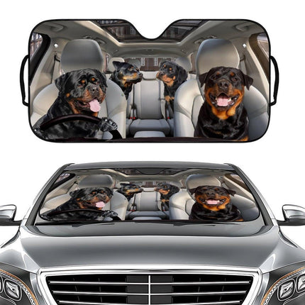 Black Dog Driving Car Sunshade for Windshield - UV Protection.