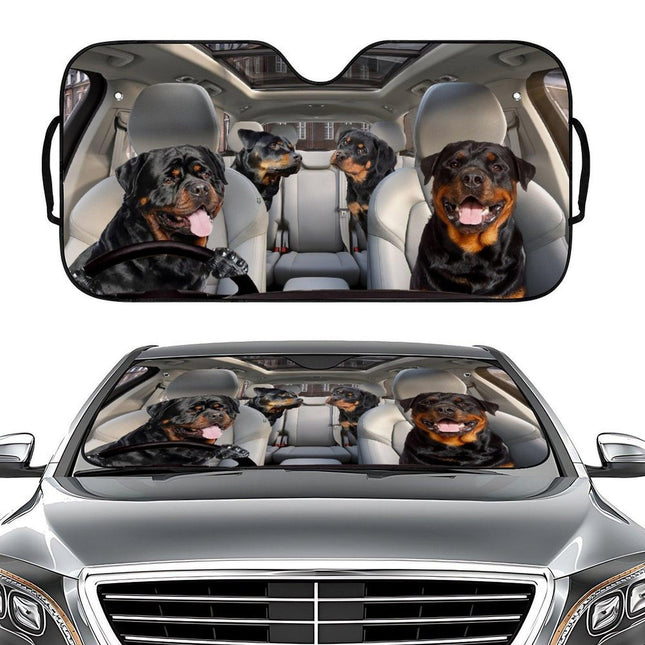 Black Dog Driving Car Sunshade for Windshield - UV Protection.