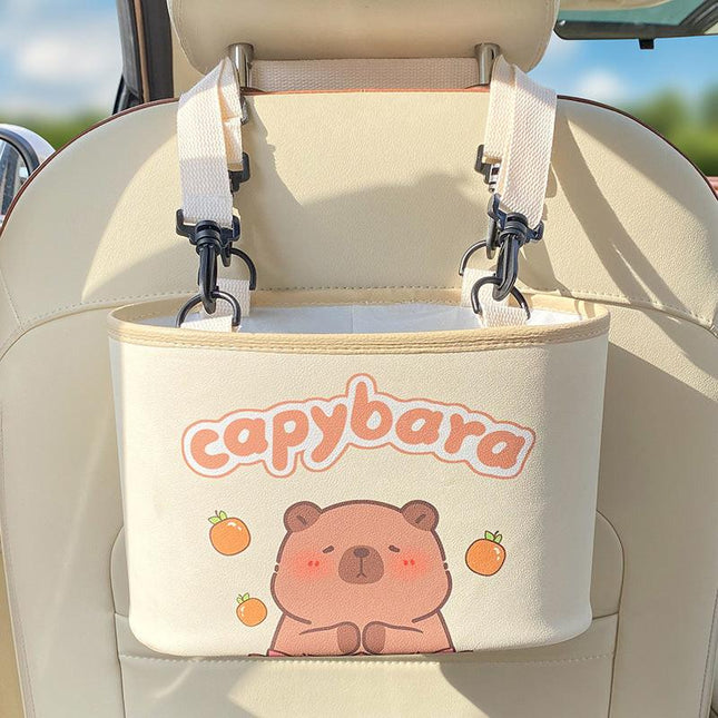 Adorable Capybara Car Trash Holder - Keeps Your Car Tidy.