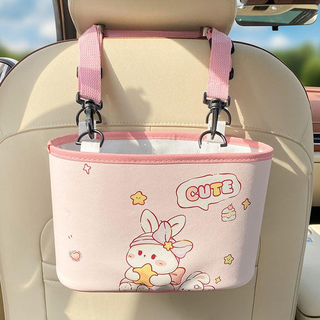 Adorable Bunny with bow Car Trash Holder - Keeps Your Car Tidy.