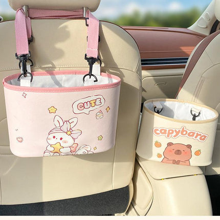 Adorable Bunny with bow Car Trash Holder - Keeps Your Car Tidy.