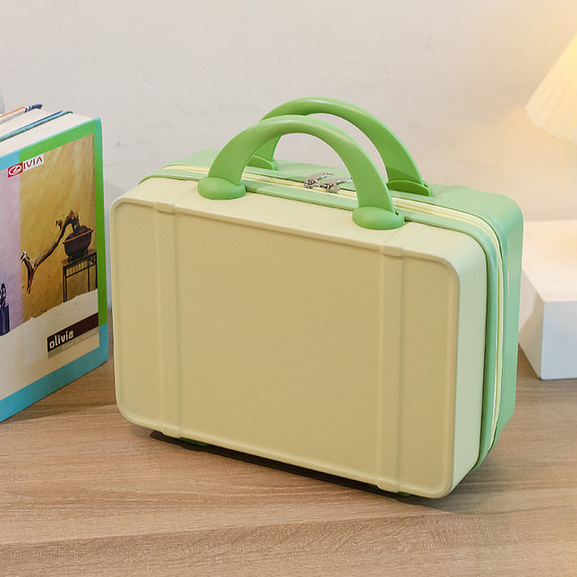 Personalized stylish and lightweight Pink and green mini suitcase for short trips.