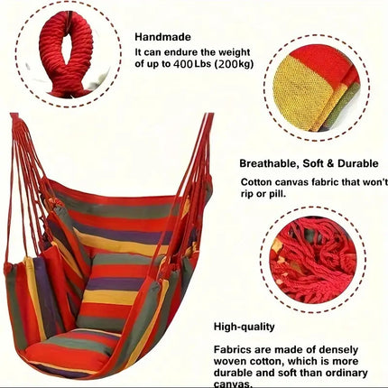 Colorful Striped Hammock Chair with Ropes and Storage Bag - Gery.