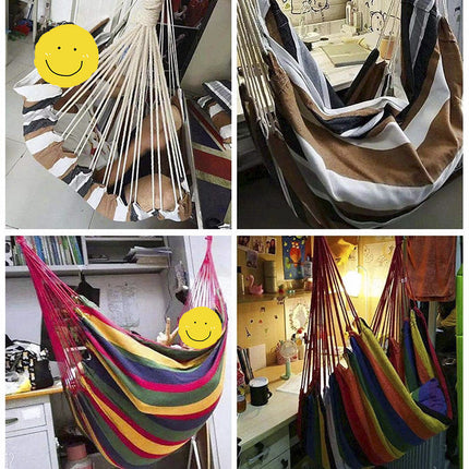 Colorful Striped Hammock Chair with Ropes and Storage Bag - Gery.