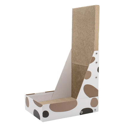 Triple Pattern Cat Scratching Post and Lounge - 350x250x600mm Corrugated Cardboard.