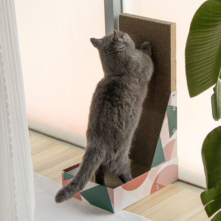 Pop Pattern Cat Scratching Post and Lounge - 350x250x600mm Corrugated Cardboard.