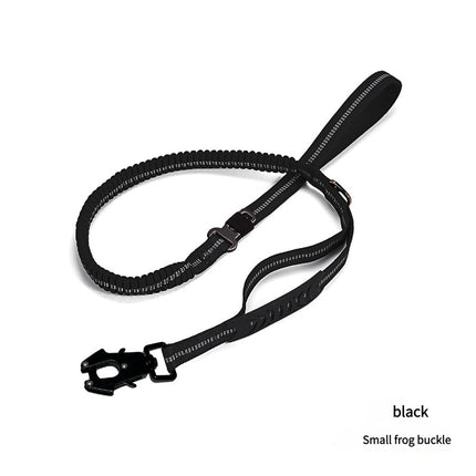 Black Shock Absorbing Dog Leash with Reflective Stitching - 135cm for Small to Large Dogs.