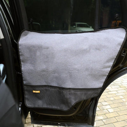 Pet Car Door Protector with Storage Pocket  - 77x64cm Grey.