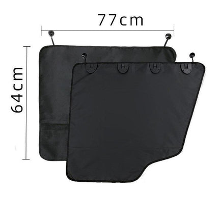 Pet Car Door Protector with Storage Pocket  - 77x64cm Black.