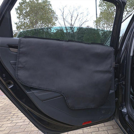 Pet Car Door Protector with Storage Pocket  - 77x64cm Black.