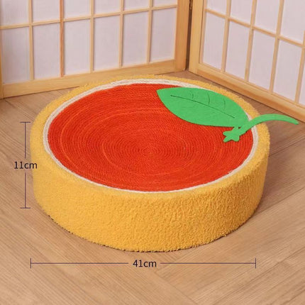 Adorable Cloth wrapped orange Cat Scratching Post and Lounger - 41cm Cat Claw Proof Basin.