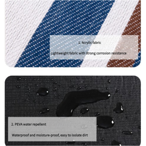 Waterproof Foldable Picnic Blanket with Handle - 2x2m Thin white strip.