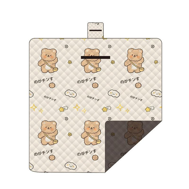Waterproof Foldable Picnic Blanket with Bear Print -200x200cm.
