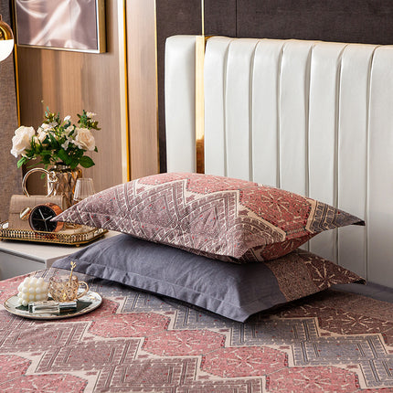 Comfortable cotton pillowcase, double-sided warm design, breathable and skin-friendly - red and gray.