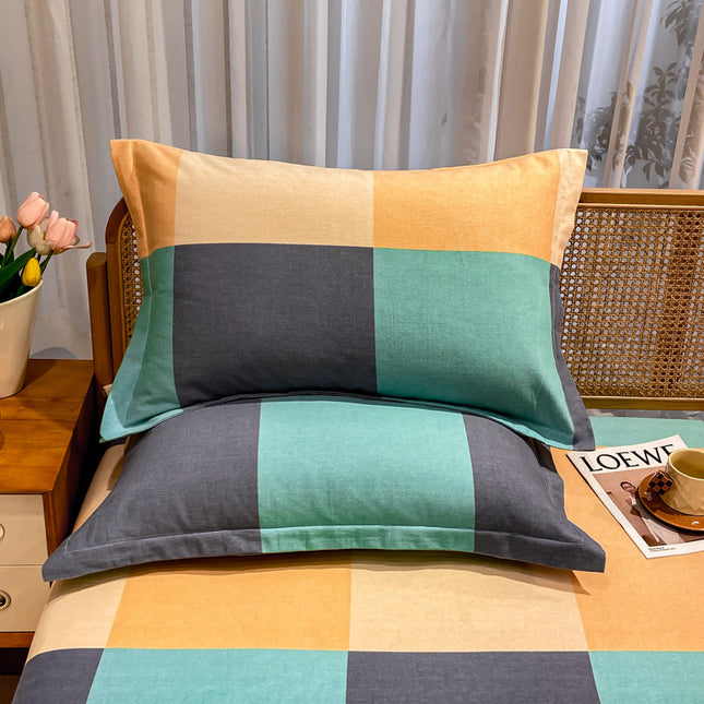 Comfortable cotton pillowcase, double-sided warm design, breathable and skin-friendly - Grayish yellow.