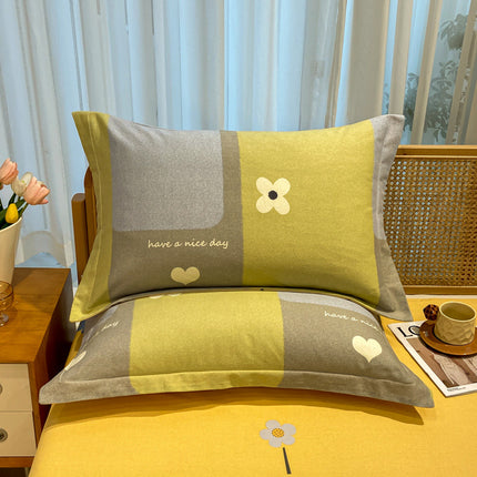 Comfortable cotton pillowcase, double-sided warm design, breathable and skin-friendly - Yellowish gray.