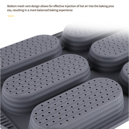 Brown 6-hole silicone baking mold, perforated loaf pan 37.5 cm x 24.5 cm, suitable for bread and cakes (sold in sets of 2).