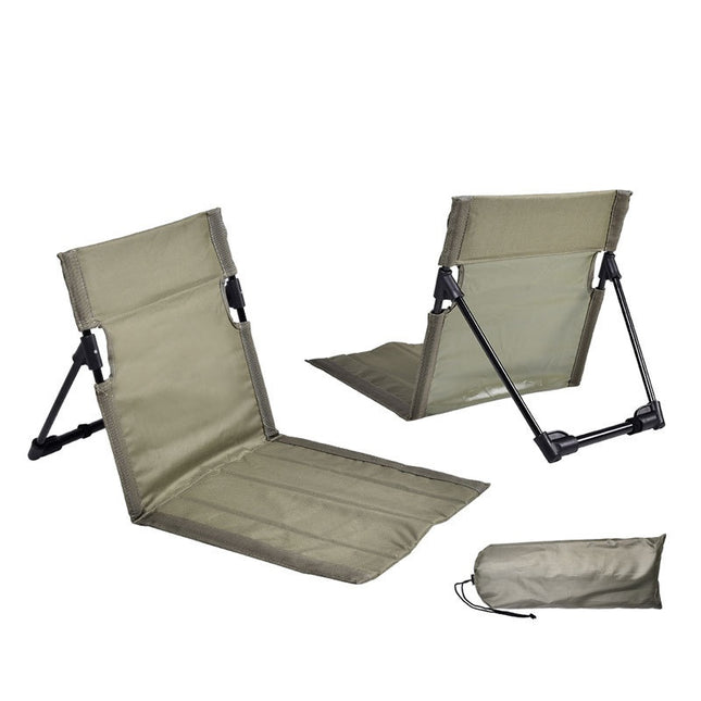 Portable Folding Beach Chair - Reclining Outdoor Seat 68x39.5x40.5cm with Carry Bag in green.