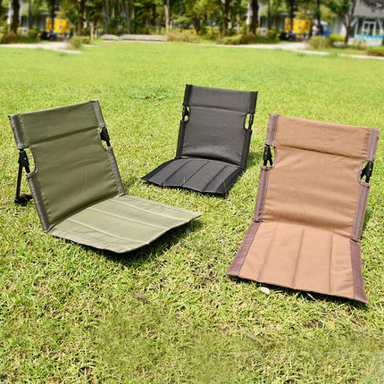 Portable Folding Beach Chair - Reclining Outdoor Seat 68x39.5x40.5cm with Carry Bag in brown.