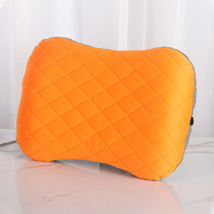 Inflatable Camping Pillow - Lightweight 46x32x12cm Travel Pillow 180g in Orange.
