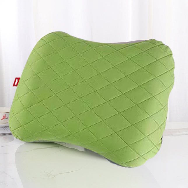 Inflatable Camping Pillow - Lightweight 46x32x12cm Travel Pillow 180g in Green.